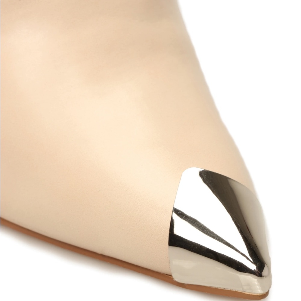 Faux Leather Tan Cream Boots - Picture 4 of 7